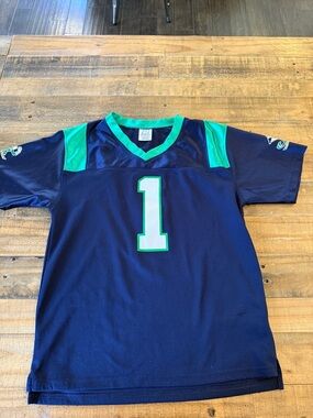Notre Dame Pro Edge Navy and Teal Kids Athletic Jersey with White Number 1